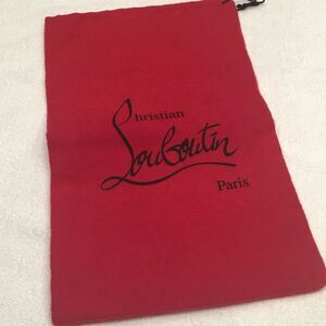 Christian Louboutin dust bag red black logo pull string closure